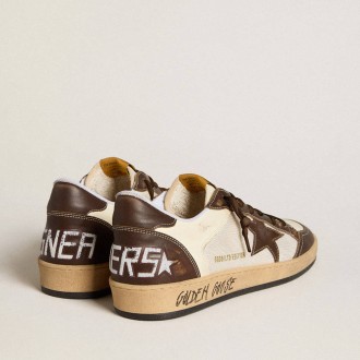 Golden Goose Ball Star In Nappa And Mesh With Suede Star And Brown Leather Inserts
