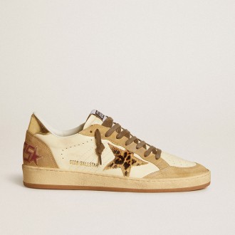 Golden Goose Ball Star In Nappa And Suede With Pony Skin Star And Metallic Heel Tab