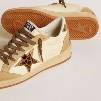 Golden Goose Ball Star In Nappa And Suede With Pony Skin Star And Metallic Heel Tab Golden Goose Ball Star In Nappa And Suede With Pony Skin Star And Metallic Heel Tab