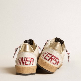 Golden Goose Ball Star In Nappa Leather With Blue Suede Star And Platinum Leather Heel Tab