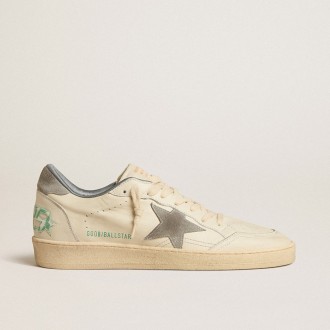 Golden Goose Ball Star In Nappa Leather With Gray Suede Star And Heel Tab