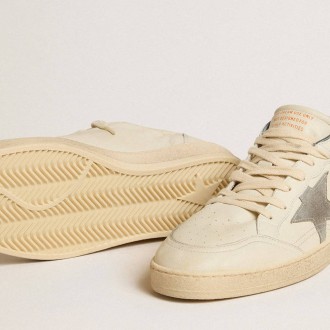 Golden Goose Ball Star In Nappa Leather With Gray Suede Star And Heel Tab