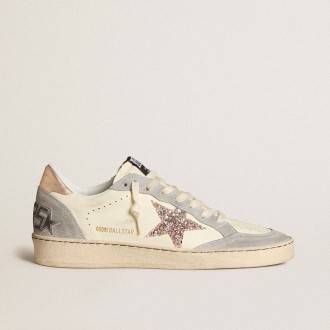 Golden Goose Ball Star In Nappa With Glitter Star And Metallic Heel Tab