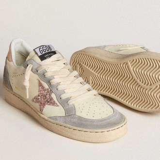 Golden Goose Ball Star In Nappa With Glitter Star And Metallic Heel Tab