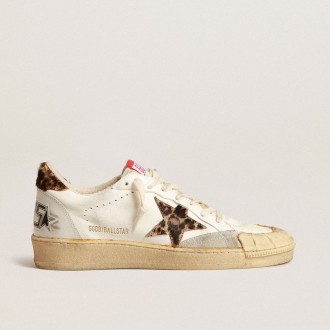 Golden Goose Ball Star In Nappa With Leopard-Print Pony Skin Star And Heel Tab