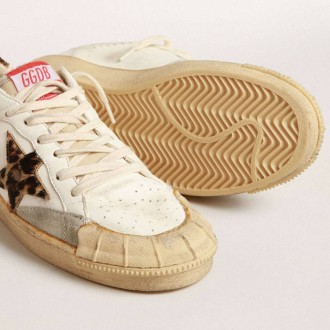 Golden Goose Ball Star In Nappa With Leopard-Print Pony Skin Star And Heel Tab Golden Goose Ball Star In Nappa With Leopard-Print Pony Skin Star And Heel Tab