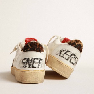 Golden Goose Ball Star In Nappa With Leopard-Print Pony Skin Star And Heel Tab Golden Goose Ball Star In Nappa With Leopard-Print Pony Skin Star And Heel Tab