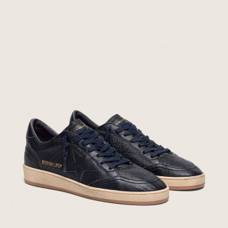 Golden Goose Ball Star In Navy-Blue Leather With Tone-On-Tone Leather Star Golden Goose Ball Star In Navy-Blue Leather With Tone-On-Tone Leather Star