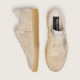 Golden Goose Ball Star In Pearl Suede With Silver Glitter Star