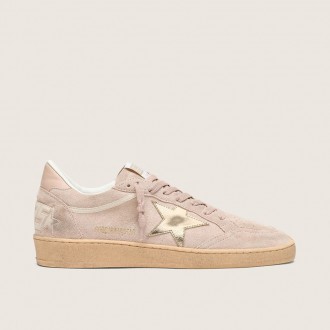 Golden Goose Ball Star In Powder-Pink Suede With Metallic Gold Star