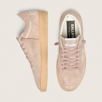 Golden Goose Ball Star In Powder-Pink Suede With Metallic Gold Star Golden Goose Ball Star In Powder-Pink Suede With Metallic Gold Star