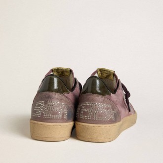 Golden Goose Ball Star In Purple Suede With Star With Silver Studs And Black Naplak Heel Tab