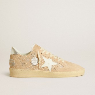 Golden Goose Ball Star In Suede And Swarovski Crystals With Leather Star And Metallic Heel Tab