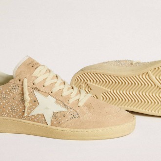 Golden Goose Ball Star In Suede And Swarovski Crystals With Leather Star And Metallic Heel Tab Golden Goose Ball Star In Suede And Swarovski Crystals With Leather Star And Metallic Heel Tab