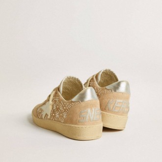 Golden Goose Ball Star In Suede And Swarovski Crystals With Leather Star And Metallic Heel Tab Golden Goose Ball Star In Suede And Swarovski Crystals With Leather Star And Metallic Heel Tab