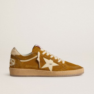 Golden Goose Ball Star In Suede With Beige Leather Star And Pony Skin Heel Tab
