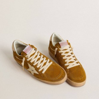 Golden Goose Ball Star In Suede With Beige Leather Star And Pony Skin Heel Tab Golden Goose Ball Star In Suede With Beige Leather Star And Pony Skin Heel Tab