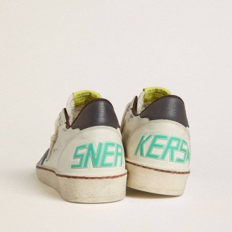 Golden Goose Ball Star In White Leather With Light Blue Suede Star And Brown Nubuck Heel Tab Golden Goose Ball Star In White Leather With Light Blue Suede Star And Brown Nubuck Heel Tab