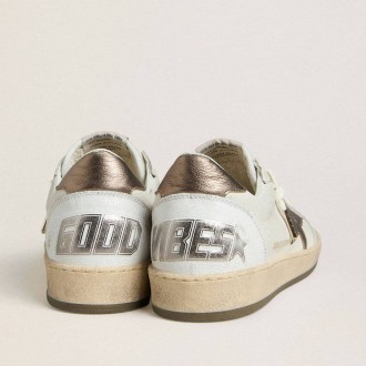 Golden Goose Ball Star In White Nappa Leather With Bronze-Colored Laminated Leather Star And Heel Tab