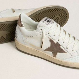 Golden Goose Ball Star In White Nappa Leather With Bronze-Colored Laminated Leather Star And Heel Tab