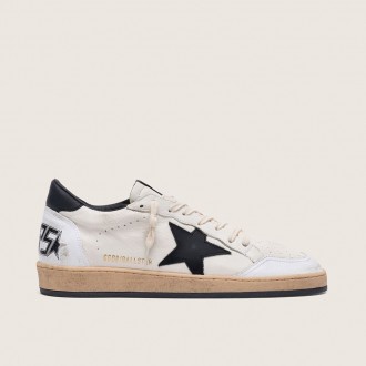 Golden Goose Ball Star In White Nappa With Black Star