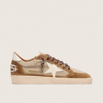 Golden Goose Ball Star In Wool With Cream Leather Star And Brown Waxed Leather Inserts