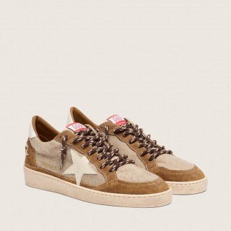 Golden Goose Ball Star In Wool With Cream Leather Star And Brown Waxed Leather Inserts