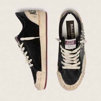 Golden Goose Ball Star Lab In Black Suede With Studs And Glossy Black Leather Star Golden Goose Ball Star Lab In Black Suede With Studs And Glossy Black Leather Star