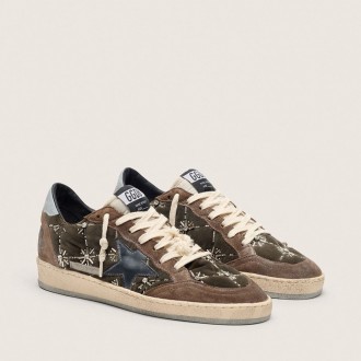 Golden Goose Ball Star Lab In Brown MatelassÉ Velvet With Rhinestones And Black Leather Star Golden Goose Ball Star Lab In Brown MatelassÉ Velvet With Rhinestones And Black Leather Star
