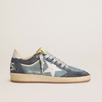 Golden Goose Ball Star Ltd In Light Blue Suede With Milk-White Leather Star And Heel Tab