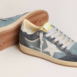 Golden Goose Ball Star Ltd In Light Blue Suede With Milk-White Leather Star And Heel Tab Golden Goose Ball Star Ltd In Light Blue Suede With Milk-White Leather Star And Heel Tab