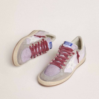 Golden Goose Ball Star Ltd In Lilac Nylon With White Leather Star And Suede Inserts
