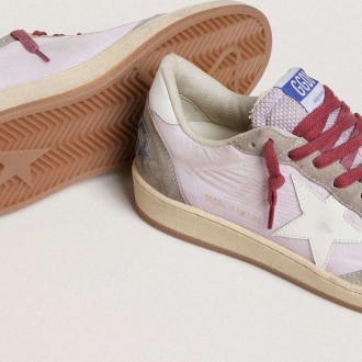 Golden Goose Ball Star Ltd In Lilac Nylon With White Leather Star And Suede Inserts