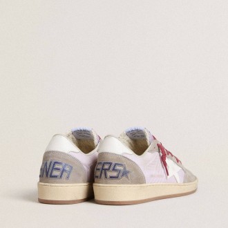 Golden Goose Ball Star Ltd In Lilac Nylon With White Leather Star And Suede Inserts