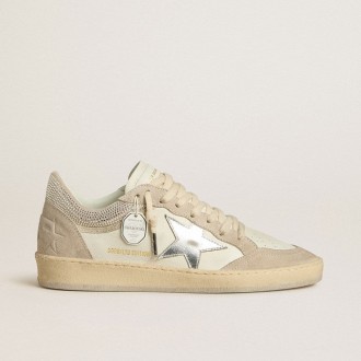 Golden Goose Ball Star Ltd In Nappa Leather And Suede With Silver Leather Star And Swarovski Crystals