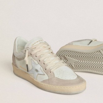 Golden Goose Ball Star Ltd In Nappa Leather And Suede With Silver Leather Star And Swarovski Crystals Golden Goose Ball Star Ltd In Nappa Leather And Suede With Silver Leather Star And Swarovski Crystals