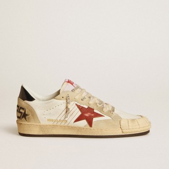 Golden Goose Ball Star Ltd In Nappa Leather With Red Leather Star And Leather Heel Tab