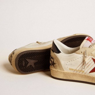 Golden Goose Ball Star Ltd In Nappa Leather With Red Leather Star And Leather Heel Tab Golden Goose Ball Star Ltd In Nappa Leather With Red Leather Star And Leather Heel Tab