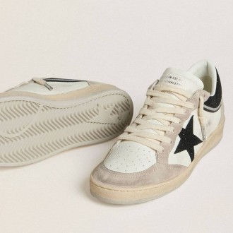Golden Goose Ball Star Ltd In Nappa With Black Crystal Star And Beige Suede Inserts Golden Goose Ball Star Ltd In Nappa With Black Crystal Star And Beige Suede Inserts