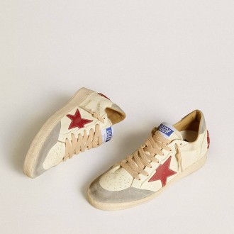 Golden Goose Ball Star Ltd In Nappa With Leather Star And Silver Suede Heel Tab Golden Goose Ball Star Ltd In Nappa With Leather Star And Silver Suede Heel Tab