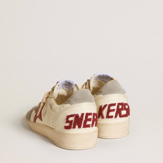 Golden Goose Ball Star Ltd In Nappa With Leather Star And Silver Suede Heel Tab Golden Goose Ball Star Ltd In Nappa With Leather Star And Silver Suede Heel Tab