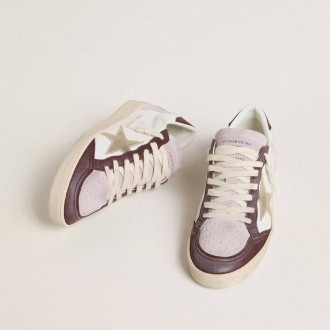 Golden Goose Ball Star Ltd In Nappa With Platinum Foiled Leather Star And Burgundy Nubuck Leather Heel Tab Golden Goose Ball Star Ltd In Nappa With Platinum Foiled Leather Star And Burgundy Nubuck Leather Heel Tab