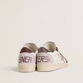Golden Goose Ball Star Ltd In Nappa With Platinum Foiled Leather Star And Burgundy Nubuck Leather Heel Tab Golden Goose Ball Star Ltd In Nappa With Platinum Foiled Leather Star And Burgundy Nubuck Leather Heel Tab
