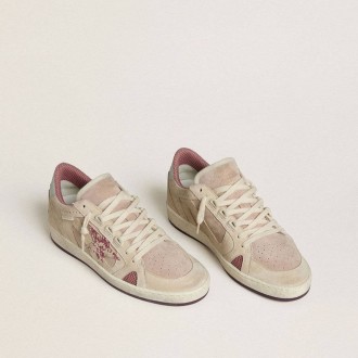 Golden Goose Ball Star Ltd In Pink And Beige Suede With Pearl-Gray Leather Heel Tab Golden Goose Ball Star Ltd In Pink And Beige Suede With Pearl-Gray Leather Heel Tab