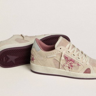 Golden Goose Ball Star Ltd In Pink And Beige Suede With Pearl-Gray Leather Heel Tab Golden Goose Ball Star Ltd In Pink And Beige Suede With Pearl-Gray Leather Heel Tab