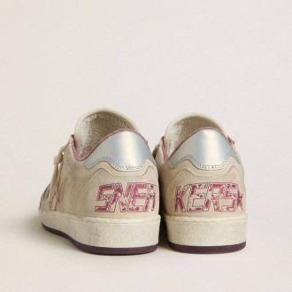 Golden Goose Ball Star Ltd In Pink And Beige Suede With Pearl-Gray Leather Heel Tab Golden Goose Ball Star Ltd In Pink And Beige Suede With Pearl-Gray Leather Heel Tab