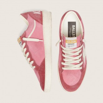 Golden Goose Ball Star Ltd In Pink Suede With Cream Leather Star And Red Suede Inserts Golden Goose Ball Star Ltd In Pink Suede With Cream Leather Star And Red Suede Inserts