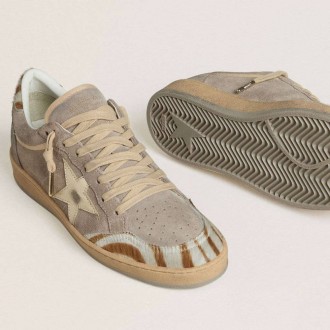 Golden Goose Ball Star Ltd In Suede With Metallic Leather Star And Zebra Pony Skin Heel Tab Golden Goose Ball Star Ltd In Suede With Metallic Leather Star And Zebra Pony Skin Heel Tab