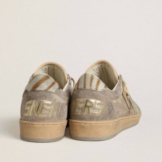 Golden Goose Ball Star Ltd In Suede With Metallic Leather Star And Zebra Pony Skin Heel Tab Golden Goose Ball Star Ltd In Suede With Metallic Leather Star And Zebra Pony Skin Heel Tab