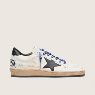 Golden Goose Ball Star Ltd In White Nappa Leather With Black Leather Star And Heel Tab